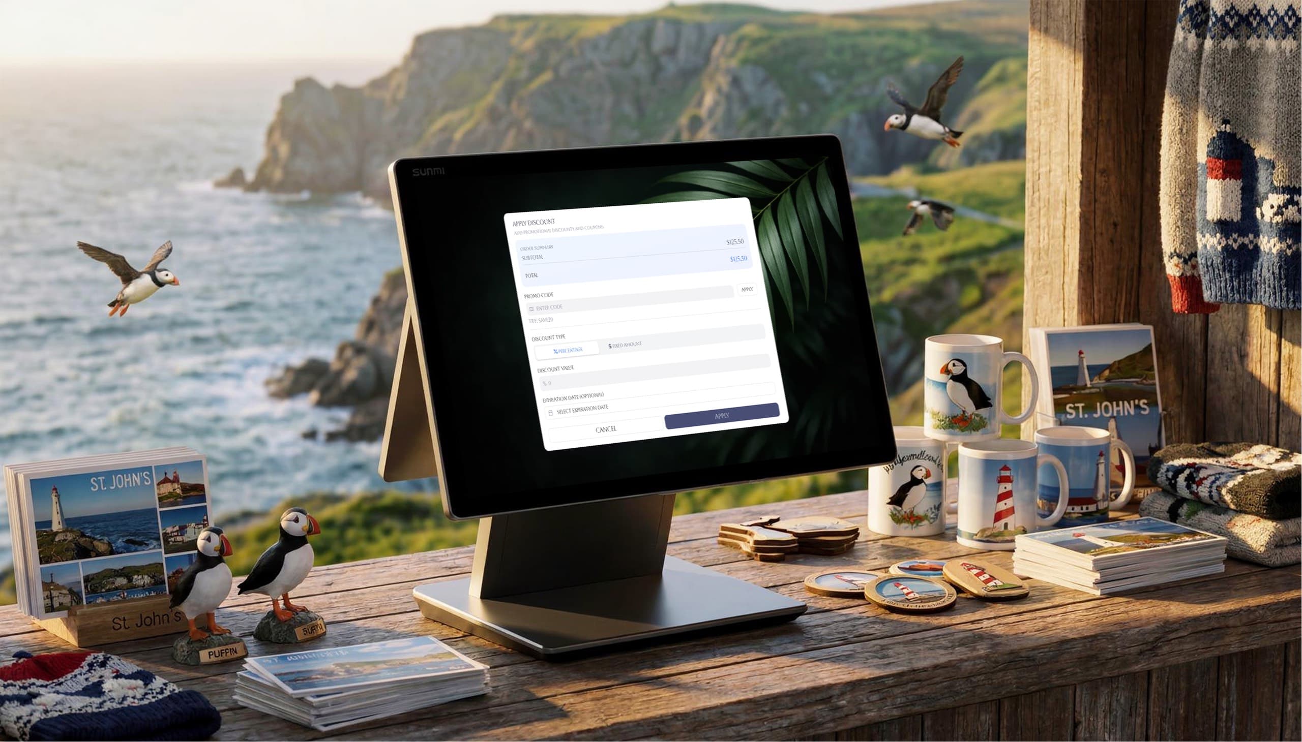 Custom form examples — New Order, Apply Discount, and Refund Return screens