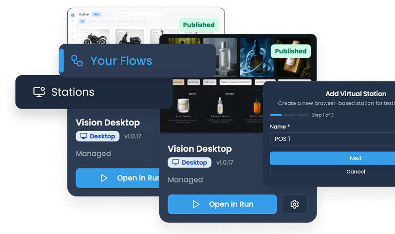 Flow builder and station management
