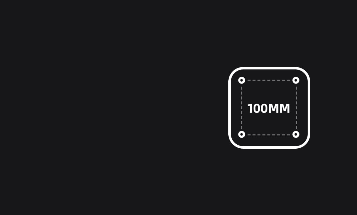 An icon of a 100mm VESA mounting pattern