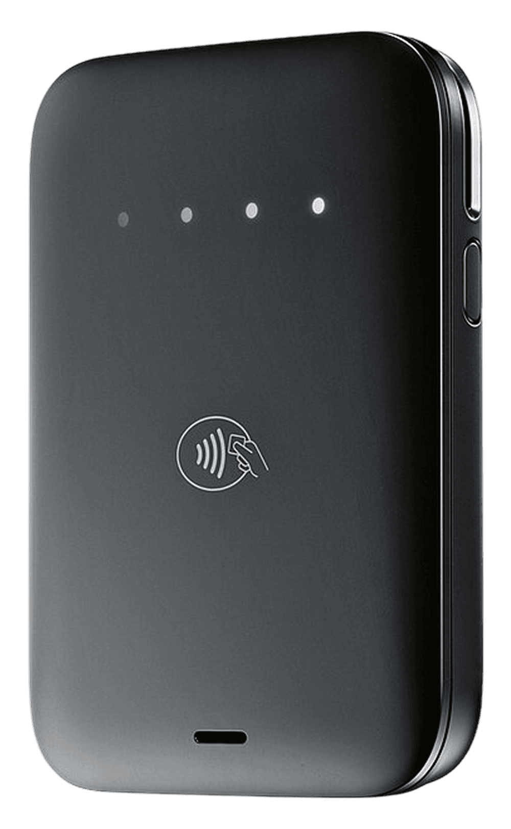 The Final Move reader standing upright and seen face on, its contactless mark and four status lights showing