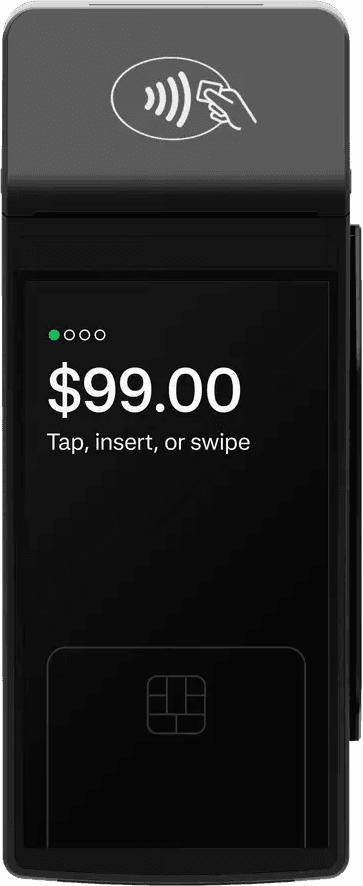 The Final Touch mobile terminal, its screen showing a $99.00 payment prompt above the card slot