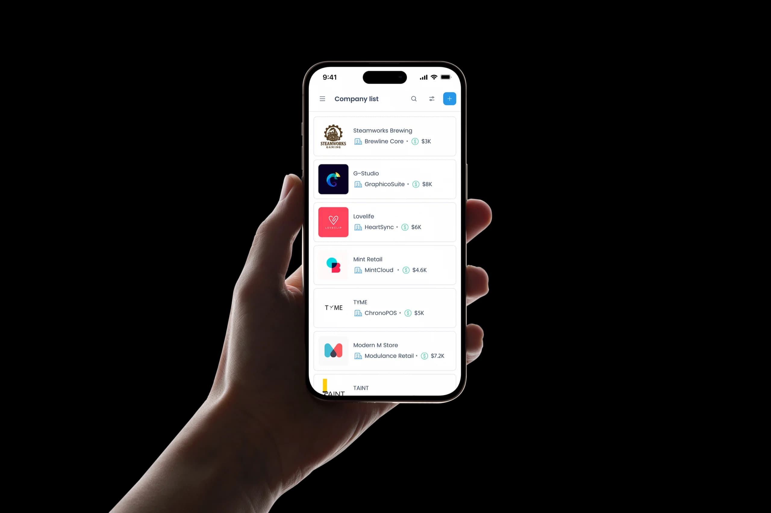 Hand holding phone with Scale app