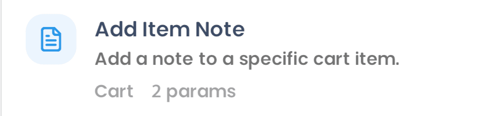 Add Item Note block card