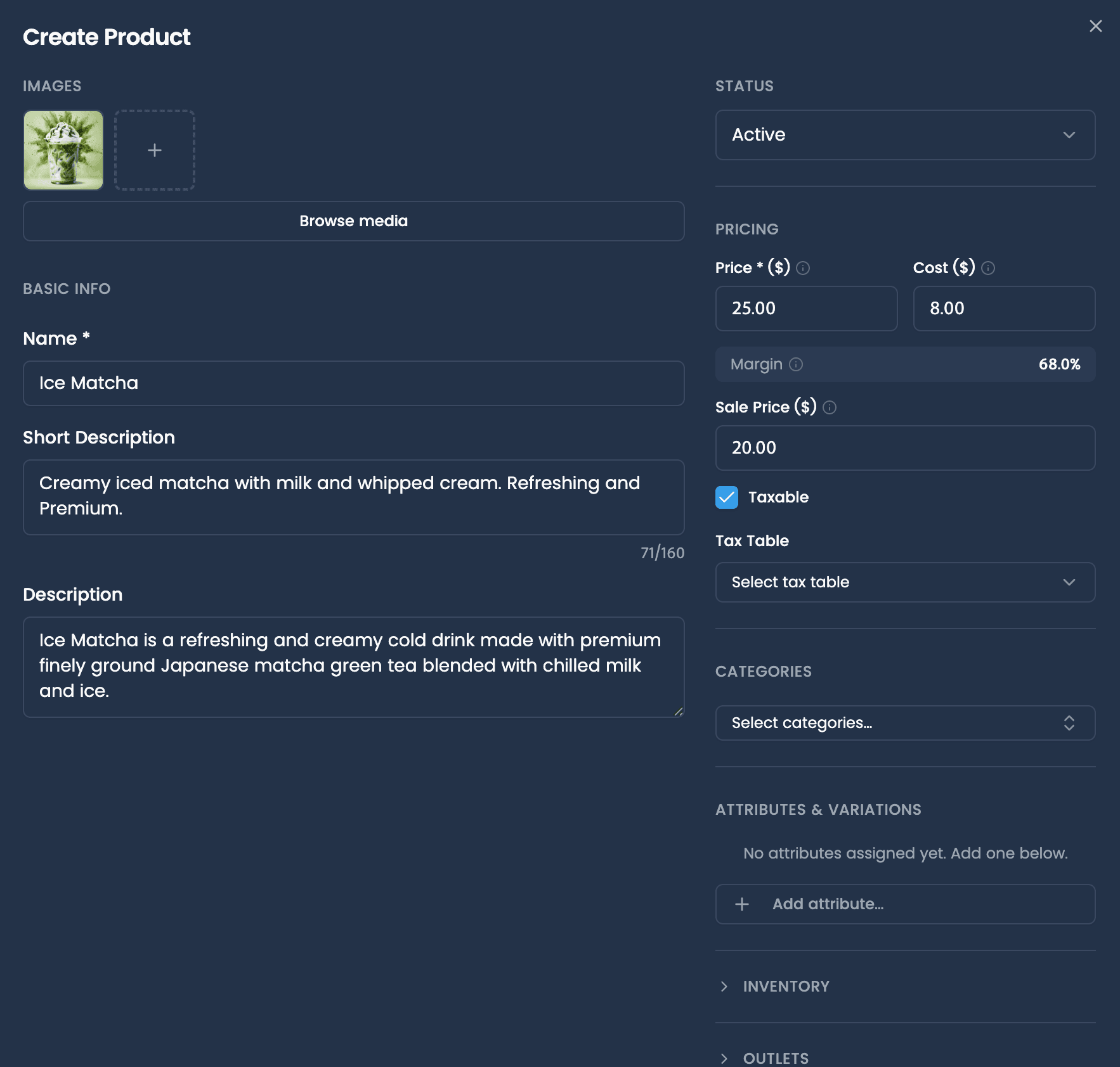 Create products in seconds