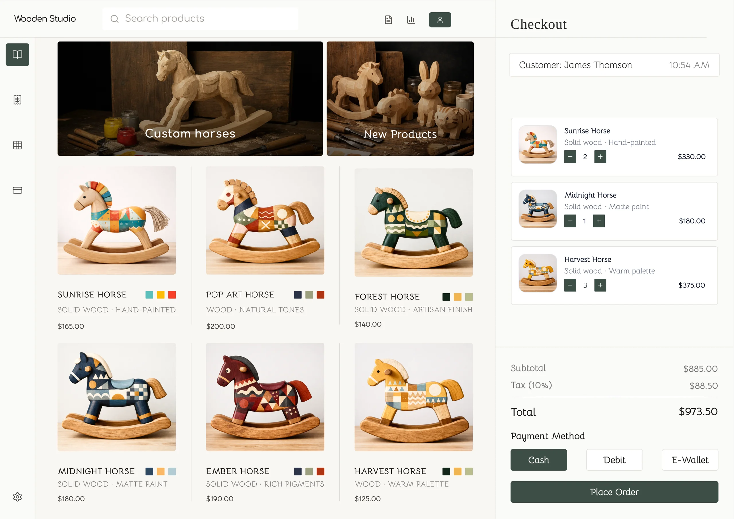 Woodland horse catalog with checkout