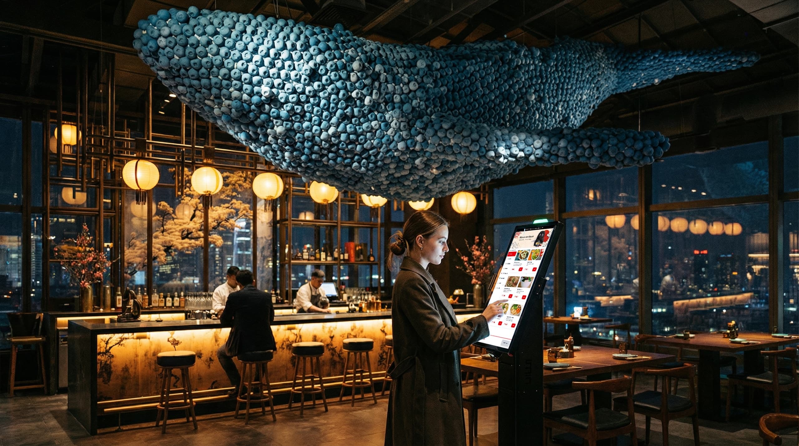 Cafe counter with POS system