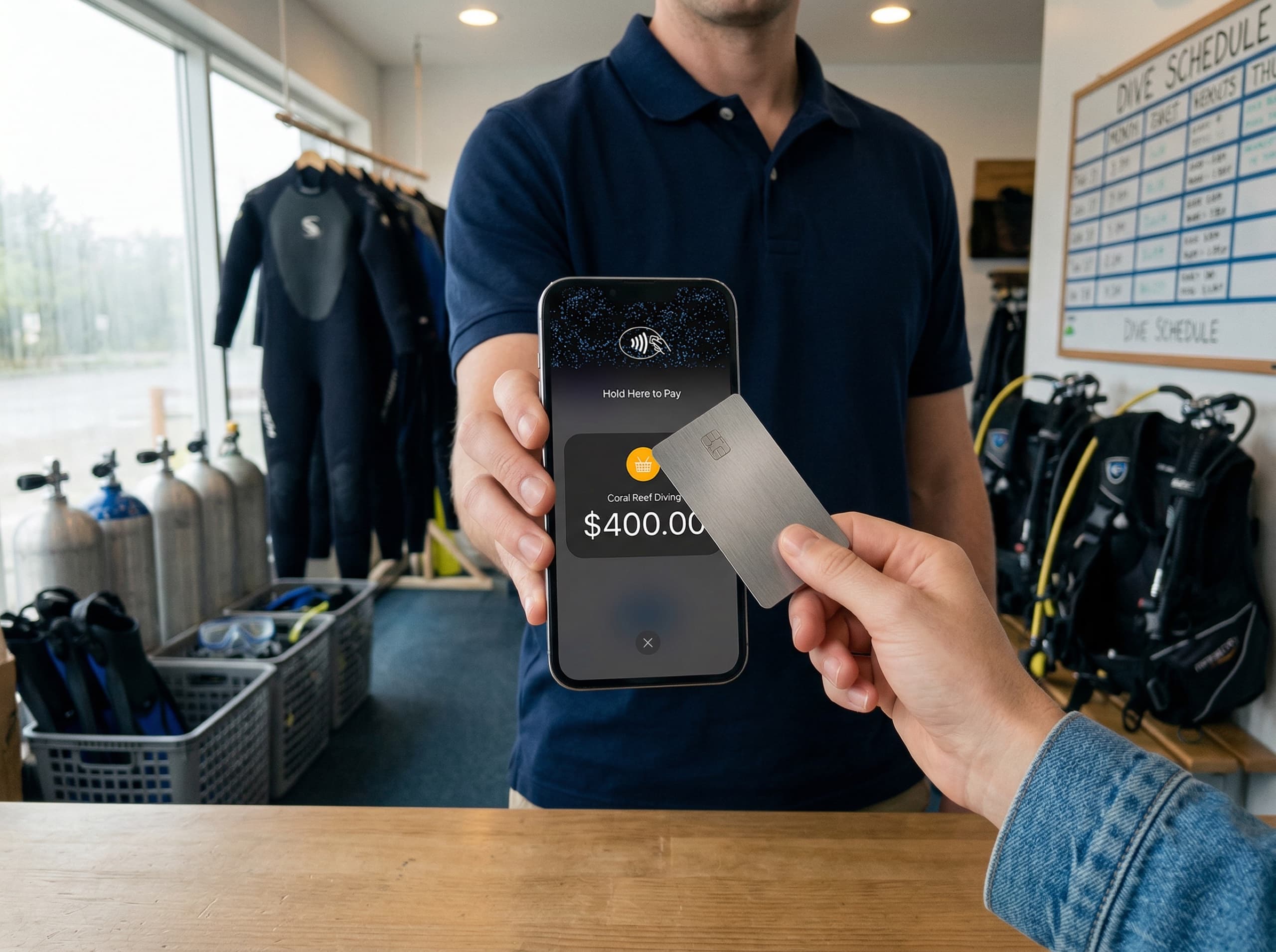 Card payment being tapped on mobile POS device